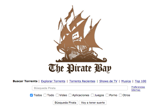Portada de The Pirate Bay